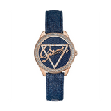 Guess Little Flirt Quartz Blue Dial Blue Leather Strap Watch For Women - W0456L6 Authentic Buy Shop Now