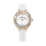 Swarovski Lovely Crystals Mother of Pearl Dial White Leather Strap Watch for Women - 5242904 Authentic Buy Shop Now