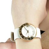 Marc Jacobs Amy White Dial White Leather Strap Watch for Women - MBM1150 Authentic Buy Shop Now