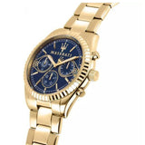 Maserati Competizione Chronograph Blue Dial Gold Steel Strap Watch For Men - R8853100026 Authentic Buy Shop Now