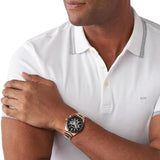 Michael Kors Layton Chronograph Black Dial Rose Gold Steel Strap Watch For Men - MK8824 Authentic Buy Shop Now