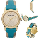 Burberry Heritage Gold Dial Blue Leather Strap Watch for Women - BU9112 Authentic Buy Shop Now