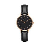 Daniel Wellington Classic Petite Sheffield Black Dial Black Leather Strap Watch For Women - DW00100224 Authentic Buy Shop Now
