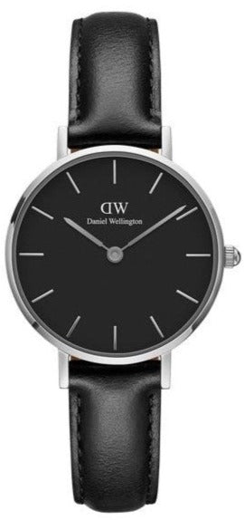 Daniel Wellington Classic Petite Sheffield Black Dial Black Leather Strap Watch For Women - DW00100236 Authentic Buy Shop Now