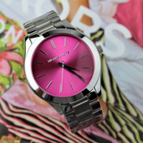 Michael Kors Slim Runway Quartz Pink Dial Silver Steel Strap Watch For Women - MK3291 Authentic Buy Shop Now
