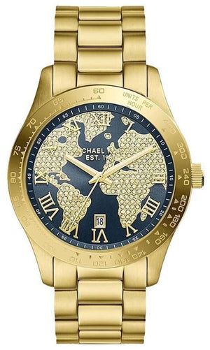 Michael Kors Layton Pave Blue Dial Gold Steel Strap Watch for Women - MK6243 Authentic Buy Shop Now