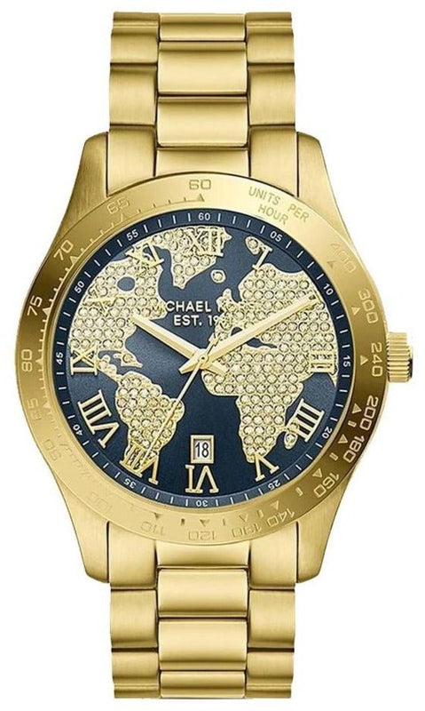 Michael Kors Layton Pave Blue Dial Gold Steel Strap Watch for Women - MK6243 Authentic Buy Shop Now