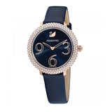 Swarovski Crystal Frost Blue Dial Blue Leather Strap Watch for Women - 5484061 Authentic Buy Shop Now