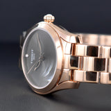 Tissot T Wave Anthracite Dial Rose Gold Steel Strap Watch For Women - T112.210.33.061.00 Authentic Buy Shop Now