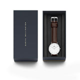 Daniel Wellington Classic Bristol White Dial Brown Leather Strap Watch For Women - DW00100056 Authentic Buy Shop Now