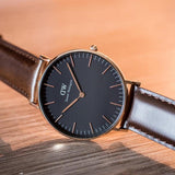 Daniel Wellington Classic Bristol Black Dial Brown Leather Strap Watch for Men - DW00100137 Authentic Buy Shop Now