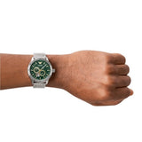 Emporio Armani Meccanico Chronograph Automatic Green Dial Silver Steel Strap Watch For Men - AR60053 Authentic Buy Shop Now
