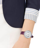 Swarovski Crystalline Silver Dial Purple Leather Strap Watch for Women - 5295355