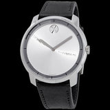 Movado Bold Silver Dial Black Leather Strap Watch For Men - 3600468 Authentic Buy Shop Now