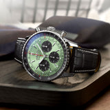 Breitling Navitimer B01 Chronograph 43 Green Dial Black Leather Strap Watch for Men - AB0138241L1P1 Authentic Buy Shop Now