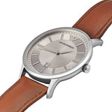 Emporio Armani Renato Silver Dial Brown Leather Strap Watch For Men - AR2463 Authentic Buy Shop Now