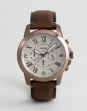 Fossil Grant Chronograph White Dial Brown Leather Strap Watch for Men - FS5344 Authentic Buy Shop Now