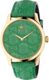 Gucci G Timeless Quartz Green Dial Green Leather Strap Watch For Women - YA1264099 Authentic Buy Shop Now