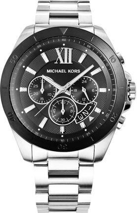 Michael Kors Brecken Chronograph Black Dial Silver Steel Strap Watch For Men - MK8847 Authentic Buy Shop Now