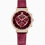 Swarovski Spring Flower Chronograph Red Dial Red Leather Strap Watch for Women - 5598689 Authentic Buy Shop Now