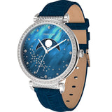 Swarovski Passage Moon Phase Blue Dial Blue Leather Strap Watch for Women - 5613320 Authentic Buy Shop Now