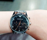 Emporio Armani Beta Chronograph Black Dial Steel Strap Watch For Men - AR1863 Authentic Buy Shop Now