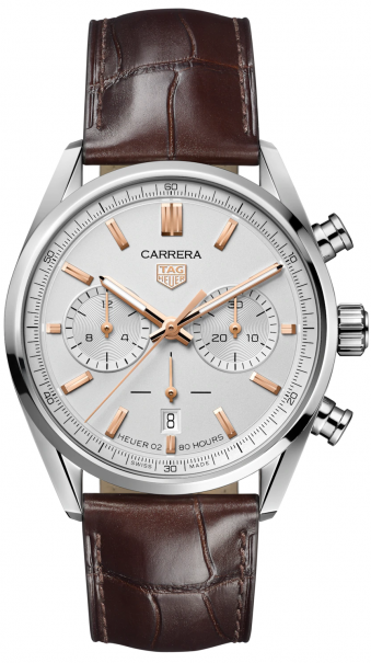 Tag Heuer Carrera Chronograph White Dial Brown Leather Strap Watch for Men - CBN2013.FC6483 Authentic Buy Shop Now