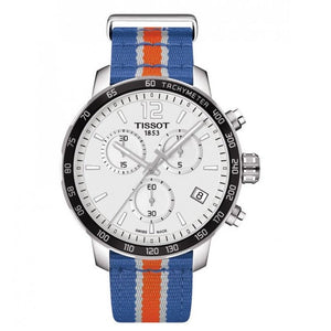Tissot Quickster Chronograph NBA New York Kicks White Dial Multicolored Nato Strap Watch For Men - T095.417.17.037.06 Authentic Buy Shop Now