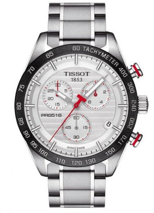 Tissot T Sport PRS 516 Chronograph White Dial Silver Steel Strap Watch For Men - T100.417.11.031.00 Authentic Buy Shop Now