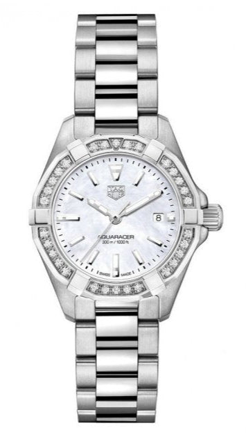 Tag Heuer Aquaracer Diamonds Mother of Pearl White Dial Silver Steel Strap Watch for Women - WBD1413.BA0741 Authentic Buy Shop Now