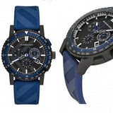 Burberry The City Sport Chronograph Black Dial Blue Rubber Strap Watch For Men - BU9807 Authentic Buy Shop Now