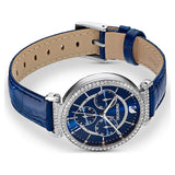 Swarovski Passage Chrono Crystal Blue Dial Blue Leather Strap Watch for Women - 5580342 Authentic Buy Shop Now