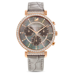 Swarovski Passage Chrono Grey Dial Grey Leather Strap Watch for Women - 5580348 Authentic Buy Shop Now