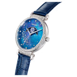 Swarovski Passage Moon Phase Blue Dial Blue Leather Strap Watch for Women - 5613320 Authentic Buy Shop Now