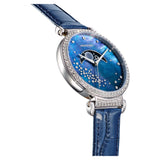 Swarovski Passage Moon Phase Blue Dial Blue Leather Strap Watch for Women - 5613320 Authentic Buy Shop Now