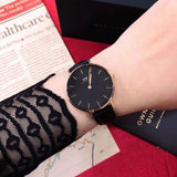 Daniel Wellington Petite Sheffield Black Dial Black Leather Strap Watch For Women - DW00100168 Authentic Buy Shop Now