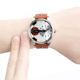 Diesel Mini Daddy Silver Dial Brown Leather Strap Watch For Men - DZ7309 Authentic Buy Shop Now