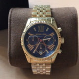 Michael Kors Lexington Chronograph Blue Dial Gold Steel Strap Watch For Women - MK6206 Authentic Buy Shop Now