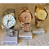Michael Kors Slim Runway Gold Dial Gold Steel Strap Watch for Women - MK3335 Authentic Buy Shop Now