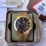 Fossil Grant Chronograph Black Dial Gold Steel Strap Watch for Men - FS4815 Authentic Buy Shop Now