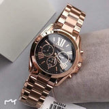 Michael Kors Bradshaw Black Dial Rose Gold Steel Strap Watch for Women - MK5854 Authentic Buy Shop Now