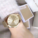 Michael Kors Slim Runway Champagne Dial Gold Mesh Bracelet Watch for Women - MK3282 Authentic Buy Shop Now