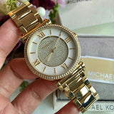 Michael Kors Catlin Mother of Pearl Dial Gold Steel Strap Watch for Women - MK3332 Authentic Buy Shop Now