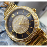 Michael Kors Catlin Black Dial Gold Steel Strap Watch for Women - MK3338 Authentic Buy Shop Now