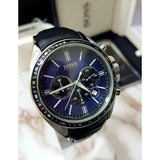 Hugo Boss Driver Sport Chronograph Blue Dial Black Leather Strap Watch for Men - 1513077 Authentic Buy Shop Now