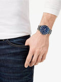 Michael Kors Bayville Chronograph Blue Dial Grey Steel Strap Watch For Men - MK8727 Authentic Buy Shop Now
