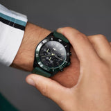 Lacoste Tiebreaker Chronograph Black Dial Green Silicon Strap Watch for Men - 2011153 Authentic Buy Shop Now