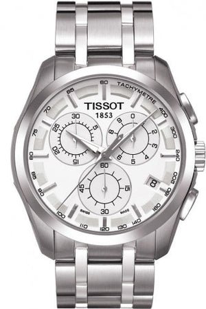 Tissot Couturier Chronograph White Dial Silver Steel Strap Watch For Men - T035.617.11.031.00 Authentic Buy Shop Now