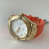 Guess Jet Setter Golden Dial Orange Rubber Watch For Women - W0564L2 Authentic Buy Shop Now