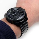 Diesel Mega Chief Chronograph Black Dial Black Steel Strap Watch For Men - DZ4355 Authentic Buy Shop Now